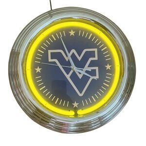 West Virginia University WVU Mountaineers Neon Wall Clock Man Cave College Fan
